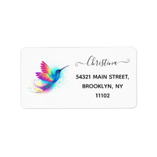 Exotic Rainbow Hummingbird Adressetikett