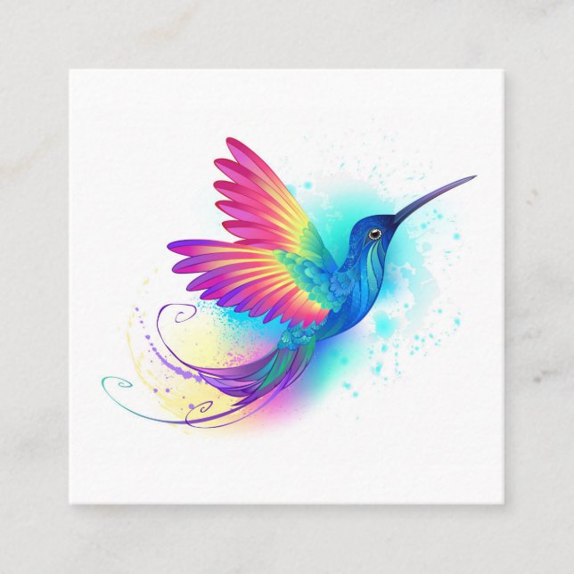 Exotic Rainbow Hummingbird Fyrkantigt Visitkort (Framsida)