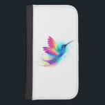 Exotic Rainbow Hummingbird Galaxy S4 Plånbok<br><div class="desc">Ljusstark,  iriserande,  exotisk flygande hummingbird på vit bakgrund,  målad med multifärgad,  vattenfärg. Regnbågsmusfågel.</div>