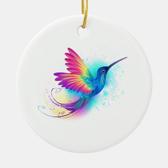 Exotic Rainbow Hummingbird Julgransprydnad Keramik (Framsidan)