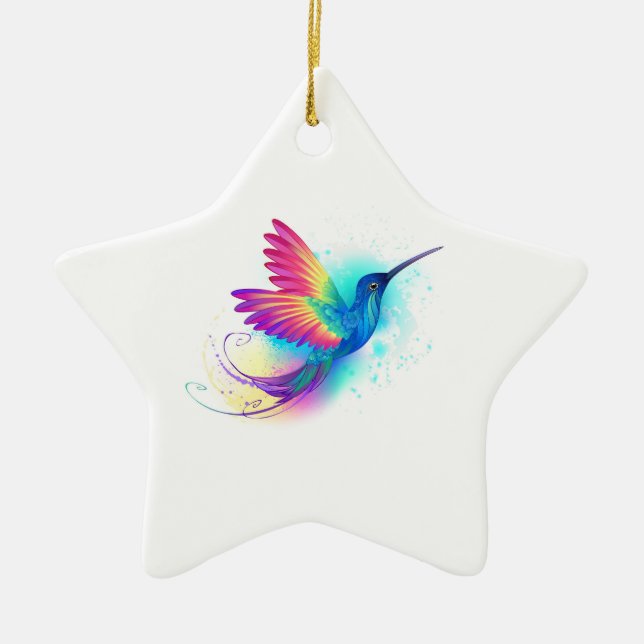 Exotic Rainbow Hummingbird Julgransprydnad Keramik (Framsidan)