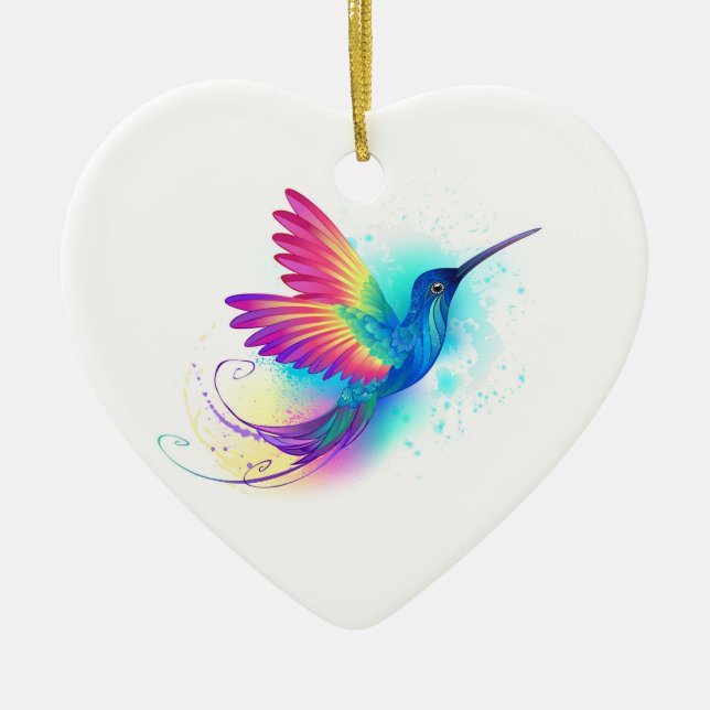 Exotic Rainbow Hummingbird Julgransprydnad Keramik (Framsidan)
