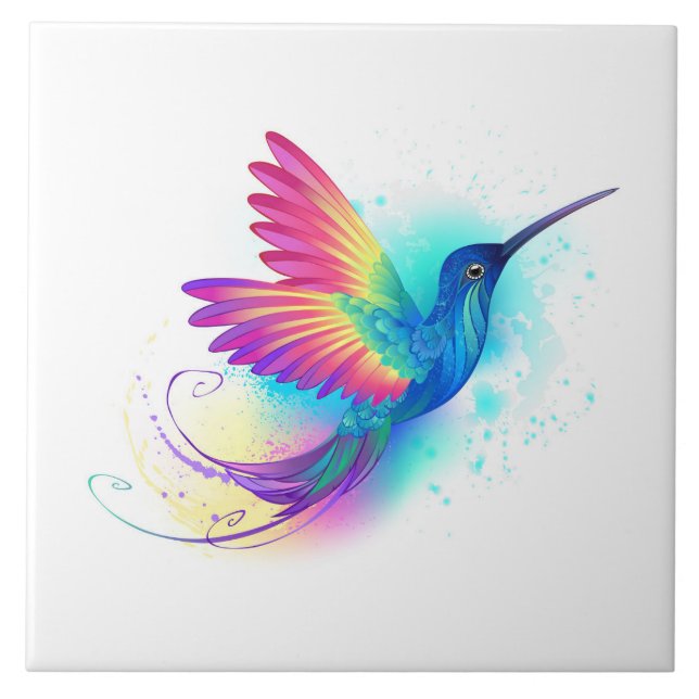 Exotic Rainbow Hummingbird Kakelplatta (Framsidan)