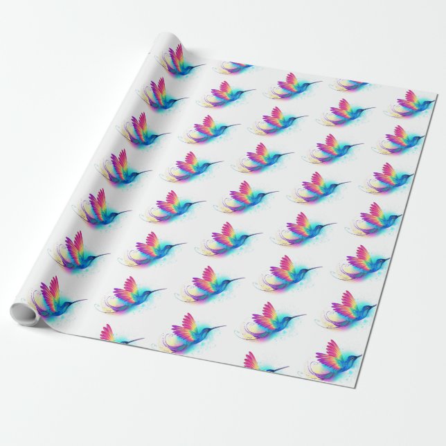Exotic Rainbow Hummingbird Presentpapper (Utrullad)