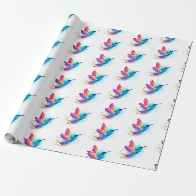 Exotic Rainbow Hummingbird Presentpapper (Utrullad)