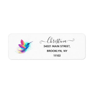 Exotic Rainbow Hummingbird Returadress Etikett
