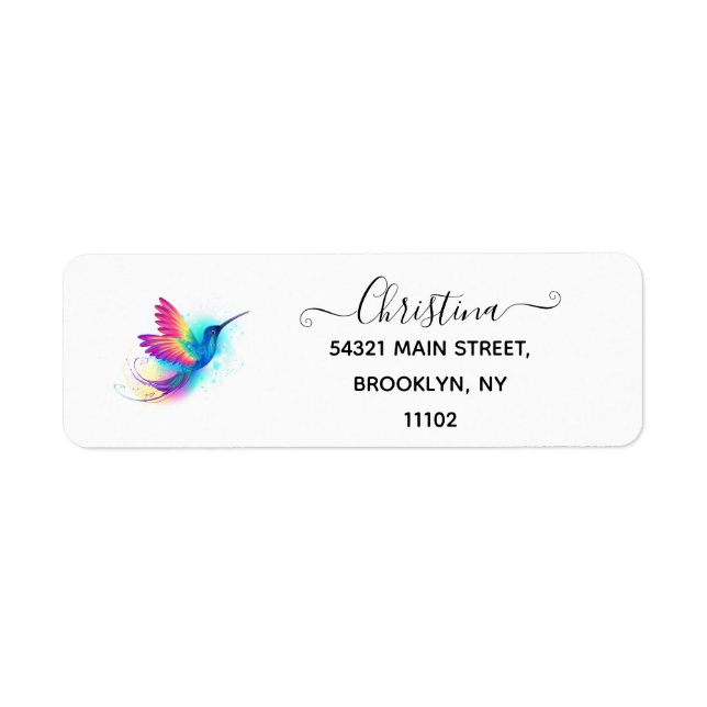 Exotic Rainbow Hummingbird Returadress Etikett (Framsidan)