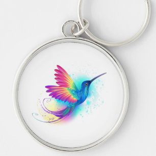 Exotic Rainbow Hummingbird Rund Silverfärgad Nyckelring