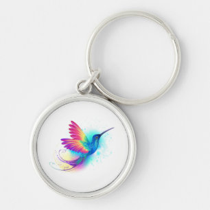 Exotic Rainbow Hummingbird Rund Silverfärgad Nyckelring
