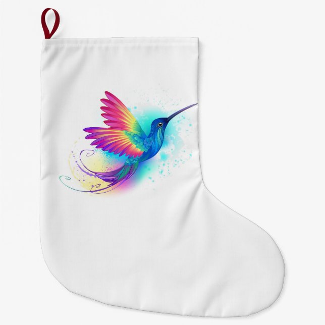 Exotic Rainbow Hummingbird Stor Julstrumpa (Framsidan)