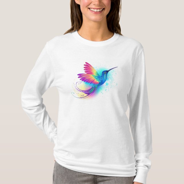 Exotic Rainbow Hummingbird T Shirt (Framsida)