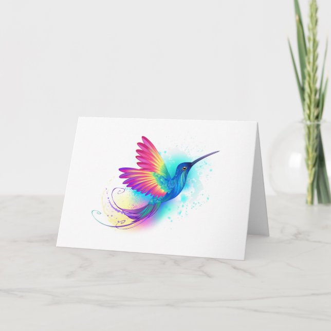 Exotic Rainbow Hummingbird Tack Kort (Framsida)