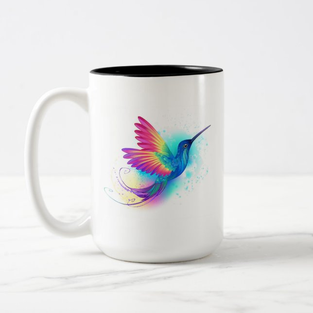 Exotic Rainbow Hummingbird Två-Tonad Mugg (Vänster)