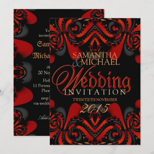Exotic Red Black Gothic Bröllop Inbjudningar