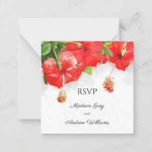 Exotic Red Hibiscus Flower Art Bröllop OSA Anteckningskort
