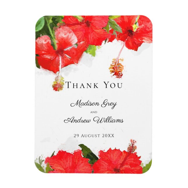 Exotic Red Hibiscus Flower Art Tack Magnet (Vertikal)