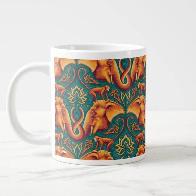 Exotic Safari Tapestry Mönster - White Lotus Jumbo Mugg (Vänster)