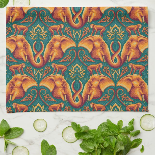 Exotic Safari Tapestry Mönster - White Lotus Kökshandduk (Vikta)