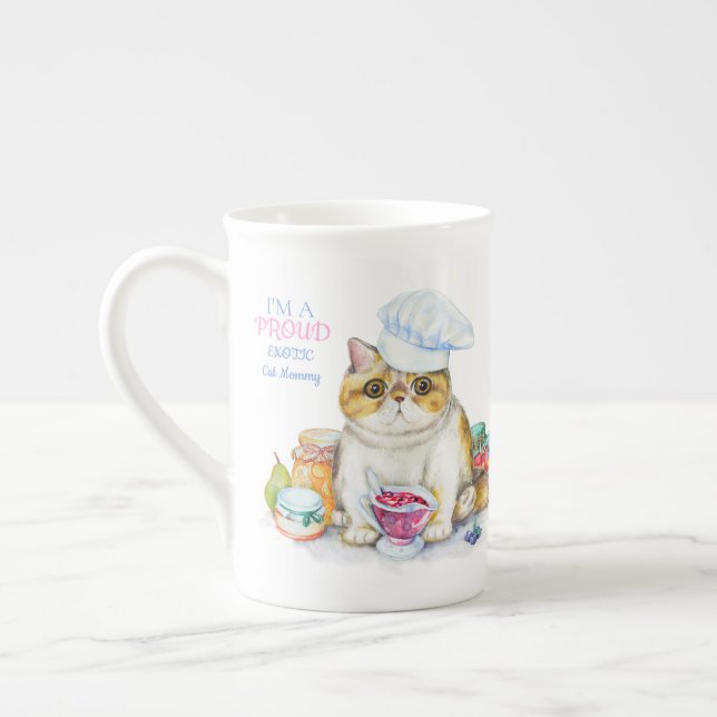 Exotic Shorthair Cat Mamma Bone China Personlig Benporslin Mugg (Vänster)