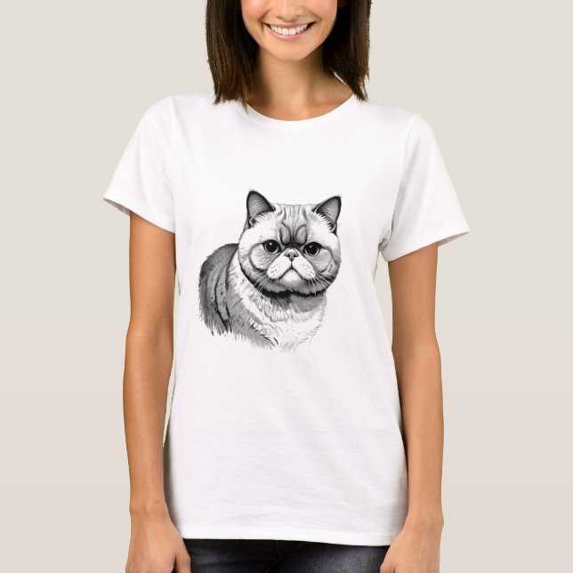 Exotic Shorthair Cat Sketch Women's Tee (Framsida)