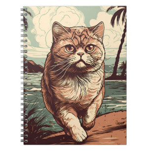 Exotic Shorthair-katt på en tropisk strand Anteckningsbok