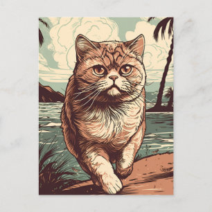 Exotic Shorthair-katt på en tropisk strand Vykort