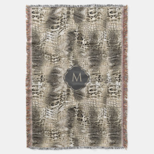 Exotic Snakeskin Vild Animalisk utskrift med Monog Filt