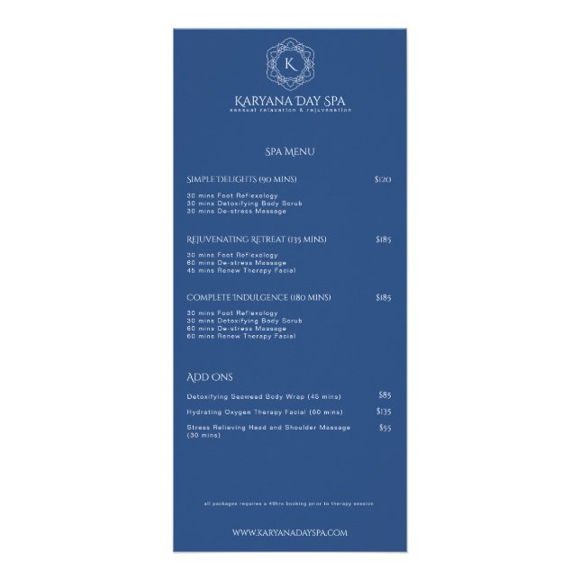 Exotic Spa Deep Cyan Hälsa Massage Professionell Reklamkort (Framsidan)