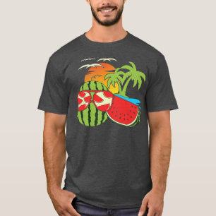 Exotic Summer Sunset Funny Melon Sunglass Tropik T Shirt
