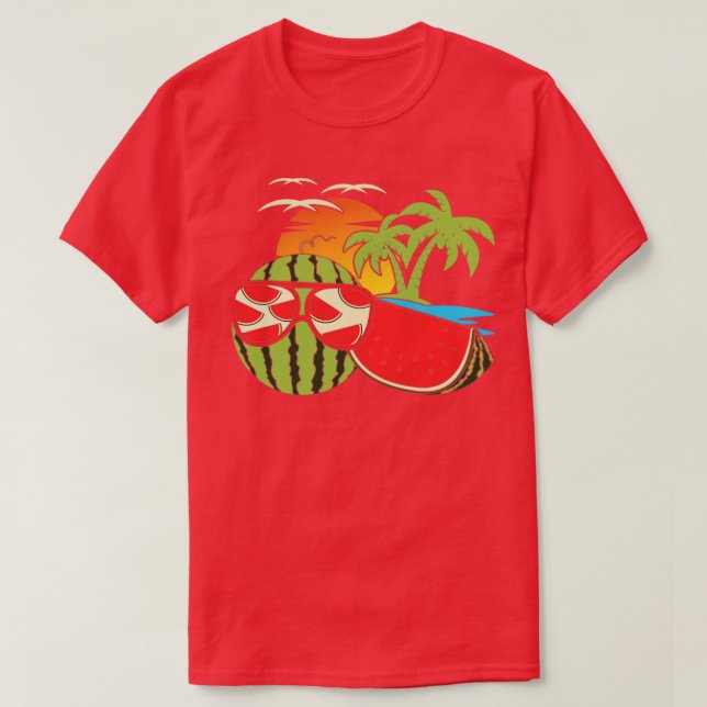 Exotic Sunset Funny Melon Sunglasses Tropical Summ T Shirt (Design framsida)