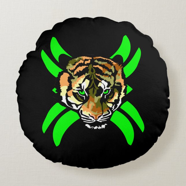 Exotic Tiger Rund Kudde (Framsidan)