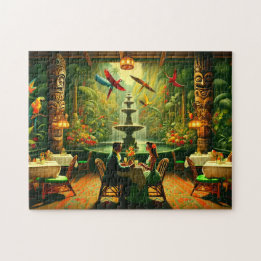 Exotic Tiki Room Tropical Jungle Date Night Pussel