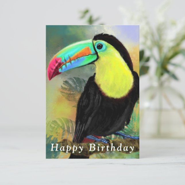 Exotic Toco Toucan Birthday Card (Stående Fram)