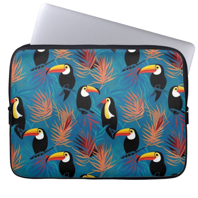 Exotic Toucan Pillow Vibrant Tropical Bird Mönster Laptop Fodral (Framsidan)