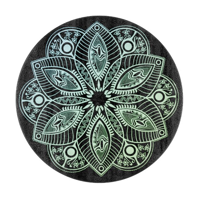 Exotic Tribal Grönt Gradient Mandala (Framsidan)