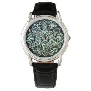 Exotic Tribal Grönt Gradient Mandala Armbandsur