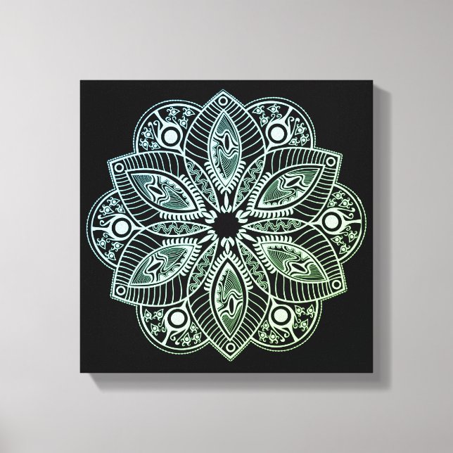 Exotic Tribal Grönt Gradient Mandala Canvastryck (Framsida)