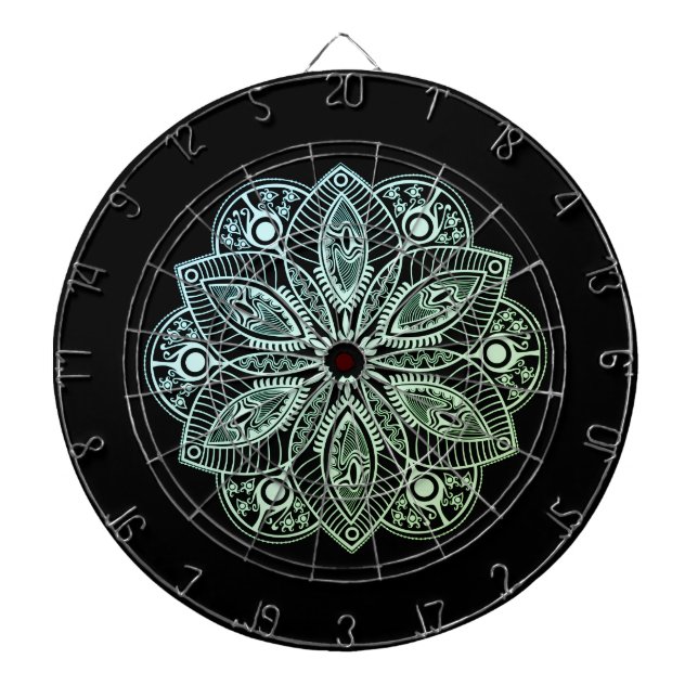 Exotic Tribal Grönt Gradient Mandala Darttavla (Framsidan)