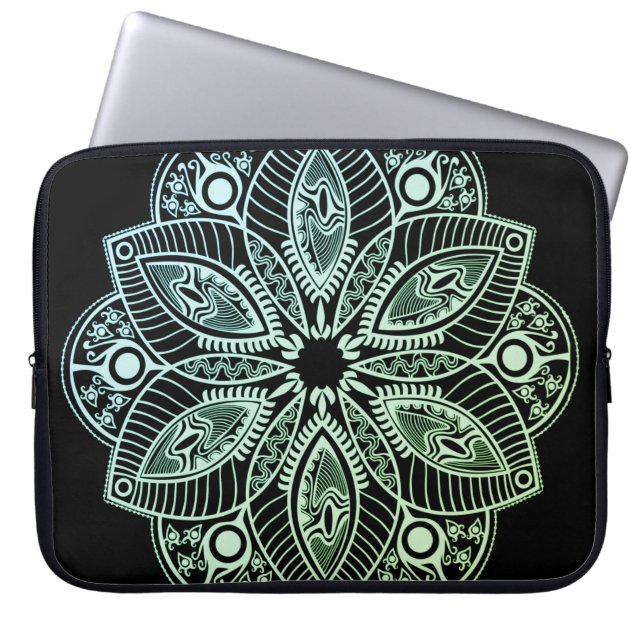 Exotic Tribal Grönt Gradient Mandala Laptop Fodral (Framsidan)