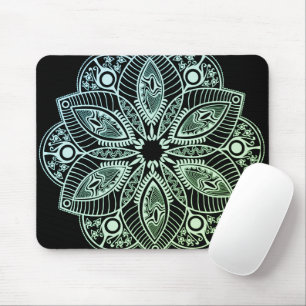 Exotic Tribal Grönt Gradient Mandala Musmatta