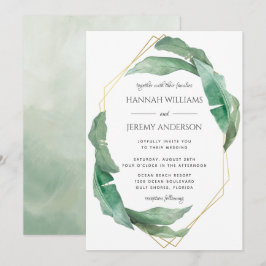 Exotic Tropical Banana Lämnar Geometric Bröllop Inbjudningar