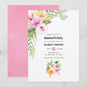 Exotic Tropical Blommigt Beach Bachelorette Party Inbjudningar