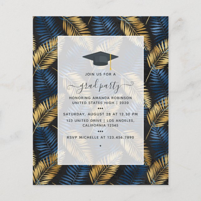 Exotic Tropical Blue and Guld Studentfest Flygblad (Framsidan)