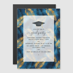 Exotic Tropical Blue and Guld Studentfest Magnetisk Inbjudningskort