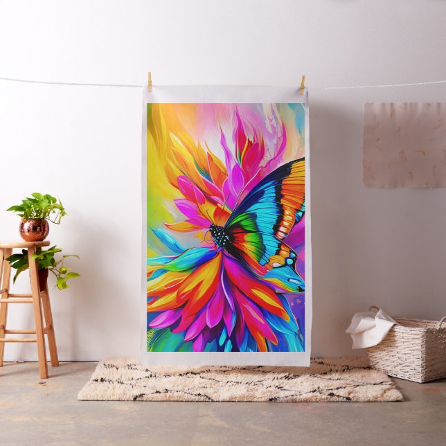 Exotic Tropical Butterfly Cheater Quilt Sew Panel Tyg (In Situ)