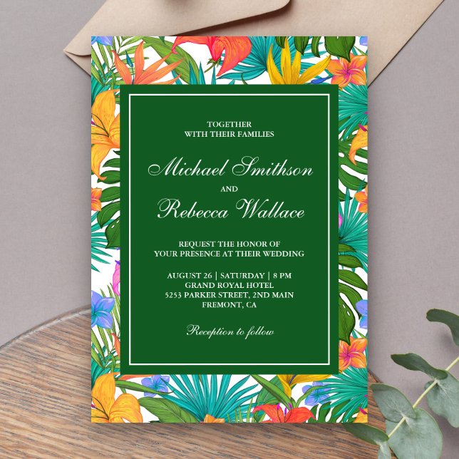 Exotic Tropical Colorful Garden Wedding Inbjudningar (Skapare uppladdad)