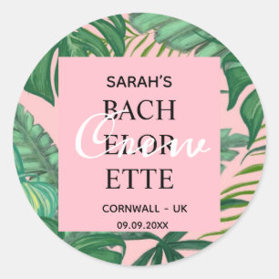 Exotic Tropical Handflatan Greenery Bachelorette C Runt Klistermärke
