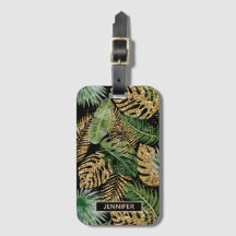 Exotic Tropical Handflatan Löv Faux Guld Glitter N