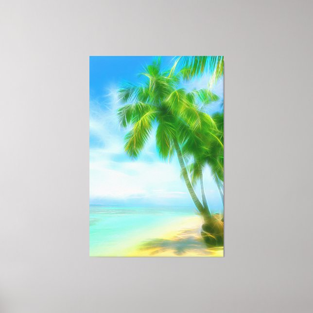 *~* Exotic Tropical HANDFLATAN Träd Beach AP13 Canvastryck (Framsida)