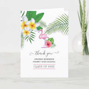 Exotic Tropical Island Rosa Flamingo Studenten Tack Kort